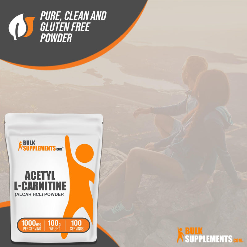 BULKSUPPLEMENTS.COM Acetyl L-Carnitine Powder - ALCAR HCl, Carnitine Supplement, Acetyl L-Carnitine 1000mg - ALCAR Powder, Unflavored & Gluten Free, 1000mg per Serving, 100g (3.5 oz) 3.5 Ounce (Pack of 1) - BeesActive Australia