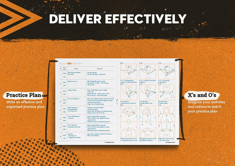 Basketball Coaching Practice Notepad by MVMT sports. | 50p Planner Notebook Journal for Basketball Coaches | Plan and Review Quickly and Easily. - BeesActive Australia