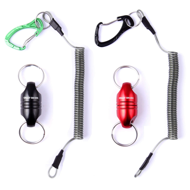 CRAZY SHARK Strongest Magnetic Net Release Holder with Coil for Fly Fishing red black - BeesActive Australia