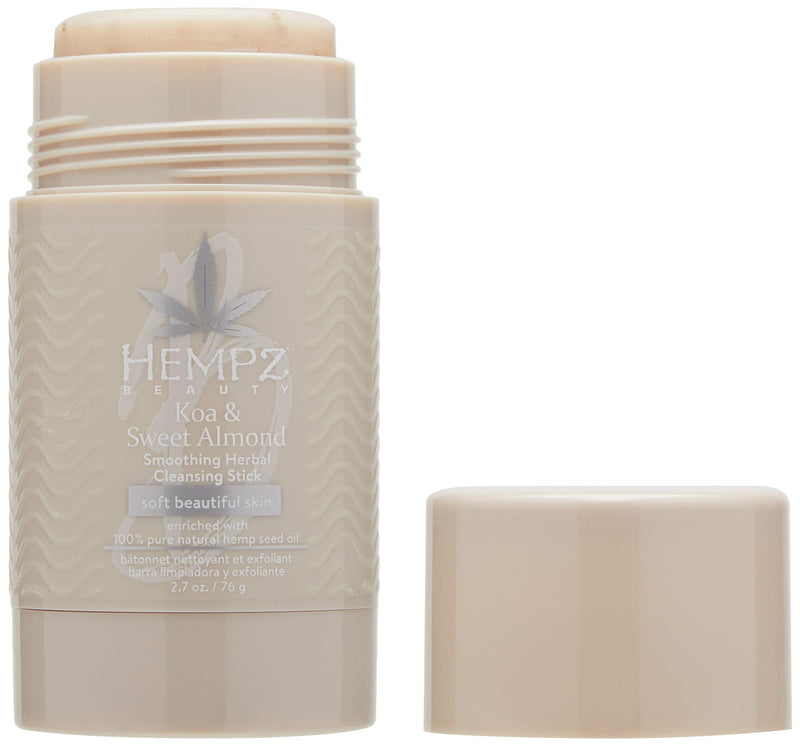 Hempz Smoothing Herbal Cleanser Stick with 100% Pure Hemp Seed Oil, Koa & Sweet Almond Scent, 2.7 oz - Gentle, In-Shower Moisturizing Cleansing Sticks with Fine Walnut Shell - Travel Exfoliating Scrub - BeesActive Australia