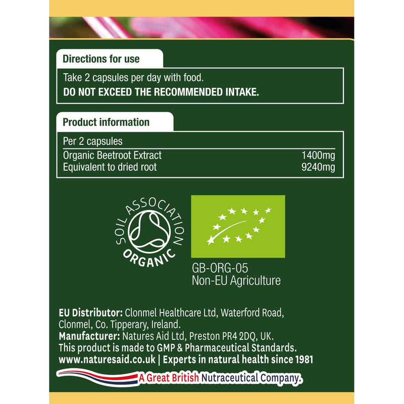 Natures Aid Beetroot Capsules, Equivalent to 4620 mg Dried Beetroot, Vegan, 60 Capsules - BeesActive Australia