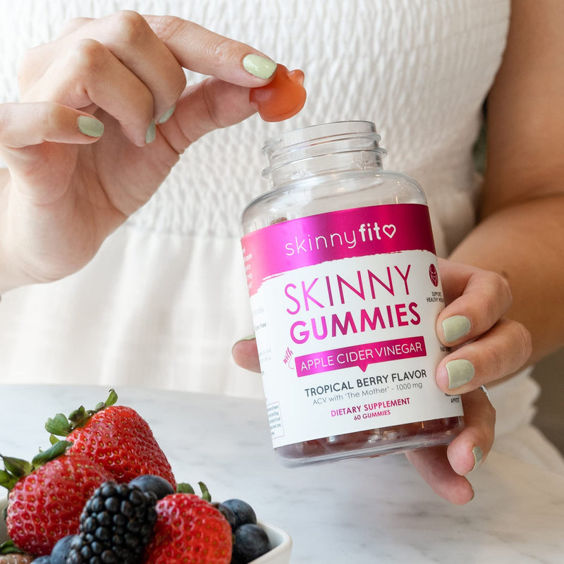 SkinnyFit Skinny Gummies Apple Cider Vinegar Gummies w/ The Mother, Healthy Weight, Immune Support, Vitamin B9, B12, Beetroot, Pomegranate, Vegan-Friendly, 60 Count - BeesActive Australia