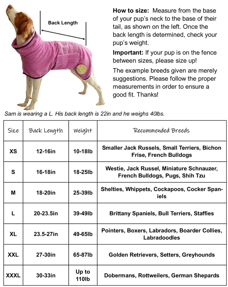 Troop Trot - Dog Bathrobe - Dog Towels for Drying Dogs - Super Absorbent Pet Bathrobe - Premium Dog Robes for After Bath - Quick Drying Microfiber Dog Towel Wrap Medium Pooch Pink - BeesActive Australia
