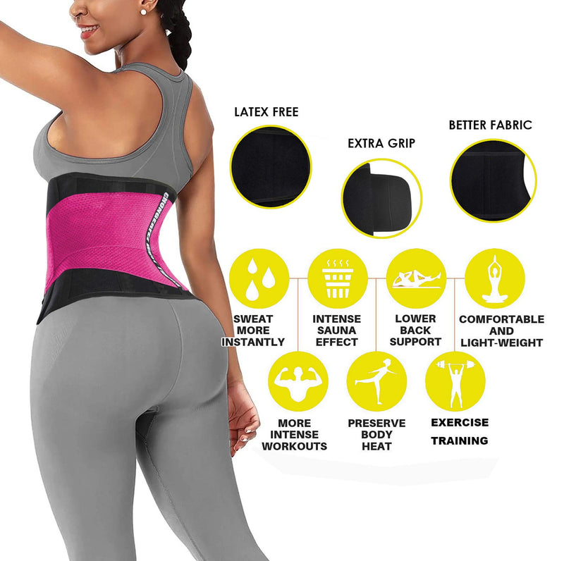 Waist Trainer Belt for Women Man - Waist Trimmer Weight Loss Ab Belt - Slimming Body Shaper Upgrade Fuchsia Medium - BeesActive Australia