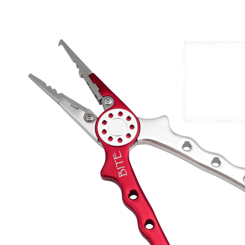 BITE FISHING TACKLE 7 inch Fishing Pliers, Aluminum Fishing Tools, Saltwater Resistant Fishing Gear with Corrosion Resistant Coating and Rubber Handle，Fishing Gifts for Men red - BeesActive Australia