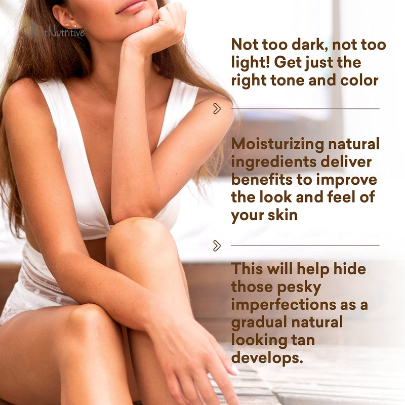 Sunless Tanning Lotion - Light to Medium tones | Indoor Self- Tanner | Body Tanning Lotion | Sun- Kissed Glow| Bronzer Lotion For All Skin Types |Just Nutritive | 8 Oz - BeesActive Australia