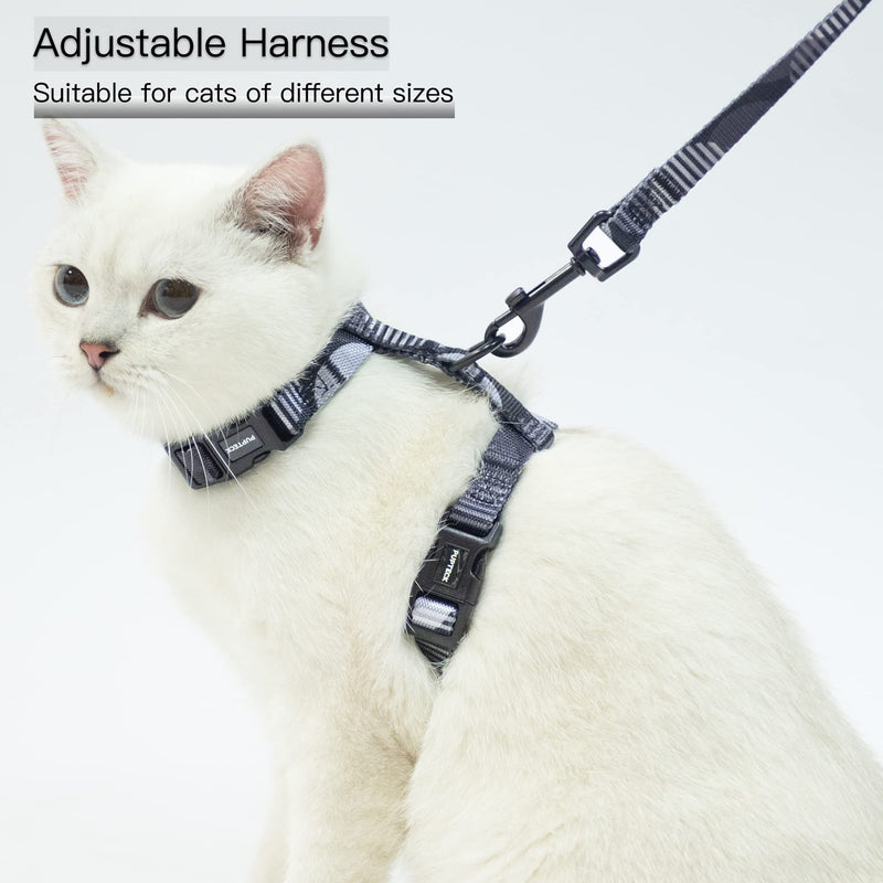 PUPTECK Cat Harness and Leash Set - Escape Proof Lightweight Kitty Harness, Adjustable for Cats Small Puppies Walking Training Dark Grey - BeesActive Australia