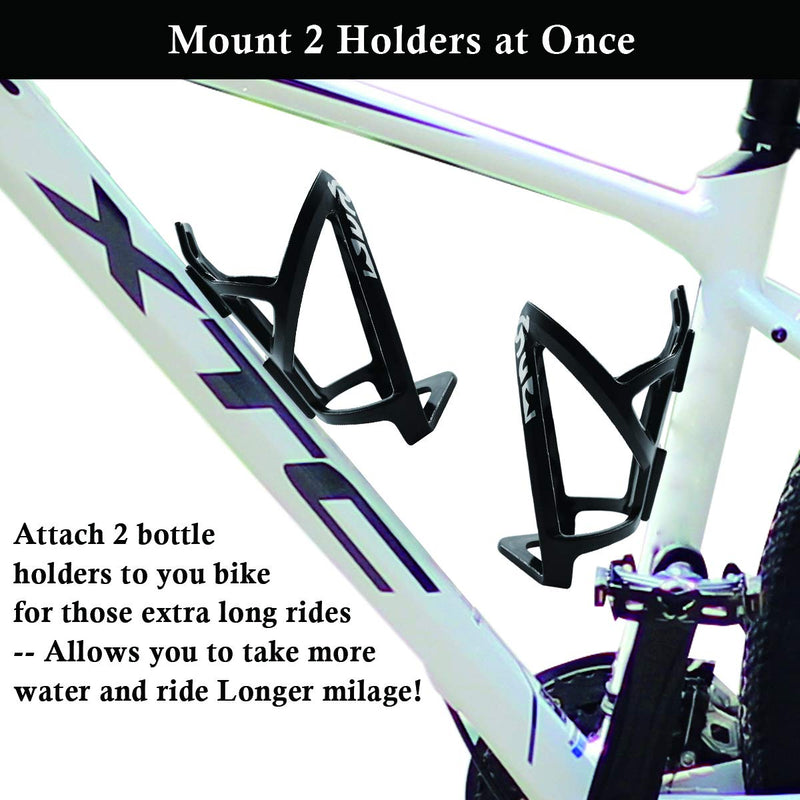 2-Pack Bike Water Bottle Cage Bicycle Water Bottle Holder Lightweight & Strong Bicyle Mount for Road & Mountain Bikes with Screws Spanner 2-PACK(Black) - BeesActive Australia