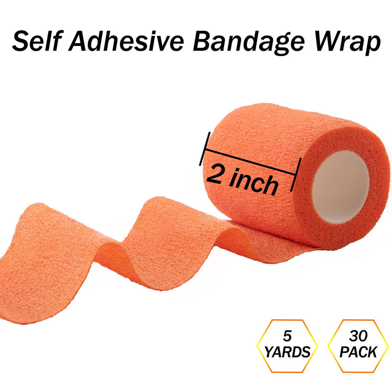 BQTQ 30 Rolls Self Adherent Wrap 2 inch Bandage Adhesive Wrap Breathable Athletic Tape Stretch Wrap Roll Sports Wrap Tape Self Adhesive Bandage Wrap for Wrist Ankle Swelling Sprains(30 Colors) Rich Color - BeesActive Australia