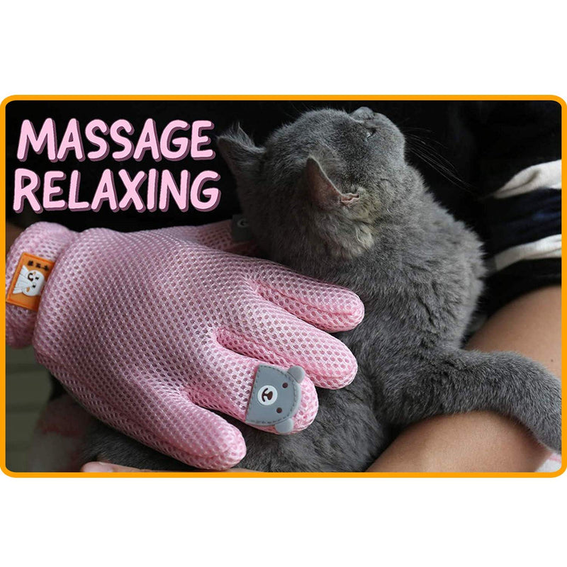 FURBB Pet Grooming Glove - Cat Dog Gentle Deshedding Brush Glove - Efficient Pet Hair Remover Massage Mitt - Enhanced Five Finger Design Perfect for Long Short Fur, Right Hand Pink - BeesActive Australia
