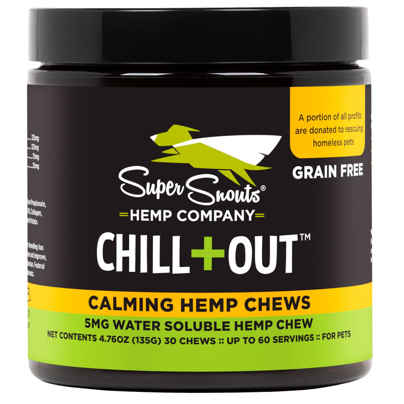 Super Snouts Chill Out Calming Chews for Dogs & Cats, 30 Chews (Up to 60 Servings) - For Behavioral Management, Aids Stress & Nervousness, Grain Free - BeesActive Australia