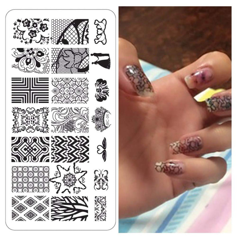 WOKOTO Nail Art Image Stamp Stamping Plates Kit With 6 Plates Set Spring Flower Animal Nail Stamp Template - BeesActive Australia