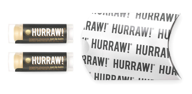 Hurraw! Sun Lip Balm (Zinc Oxide Protection, Broad Spectrum SPF 15, Tangerine, Chamomile), 2 Pack: Organic, Certified Vegan, Gluten Free. Non-GMO, All-Natural. Bee, Shea, Soy & Palm Free. Made in USA - BeesActive Australia