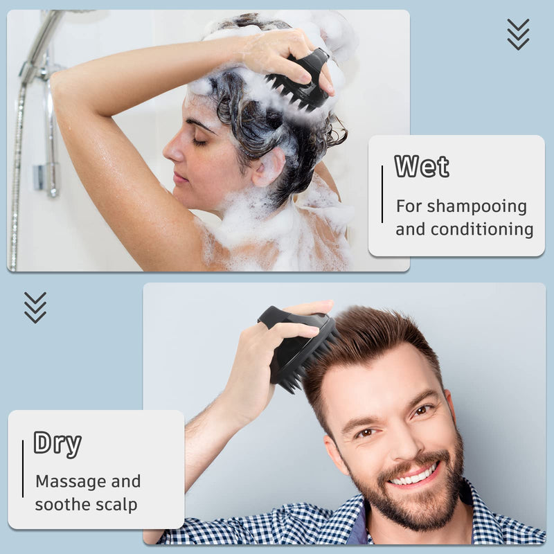 FREATECH Hair Scalp Massager Shampoo Brush with Long & Soft Silicone Bristles for Scalp Care, Gentle Scrub to Exfoliate, Intensive Massage to Relax The Head, Dandruff Removal and Hair Growth, Black - BeesActive Australia