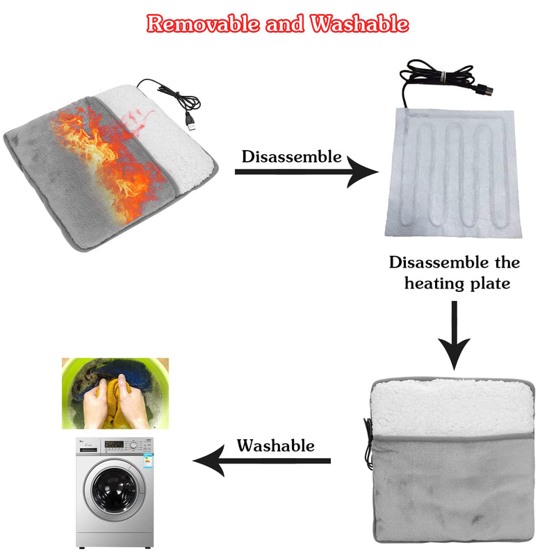 USB Heated Foot Warmer Winter Warm Heating Foot Pad Cosy Electric Feet Cushion 122? Constant Temperature Washable Soft Fleece Foot Mat for Men Women - BeesActive Australia