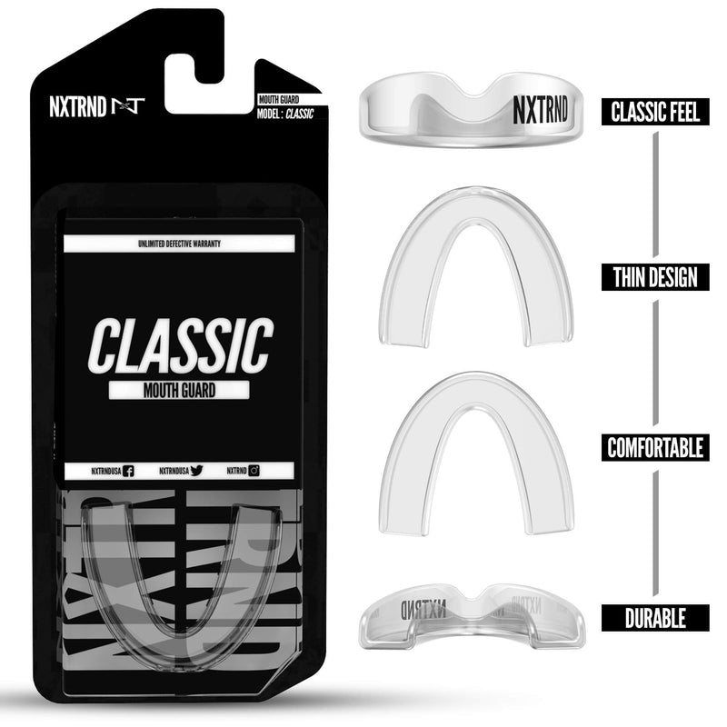 [AUSTRALIA] - 2 Pack Nxtrnd Classic Mouth Guard Sports – Thin Professional Mouthguards for Boxing, Football, MMA, Wrestling, Lacrosse, and Other Sports, Fits Adults and Youth 11+, Mouth Guard Case Included 