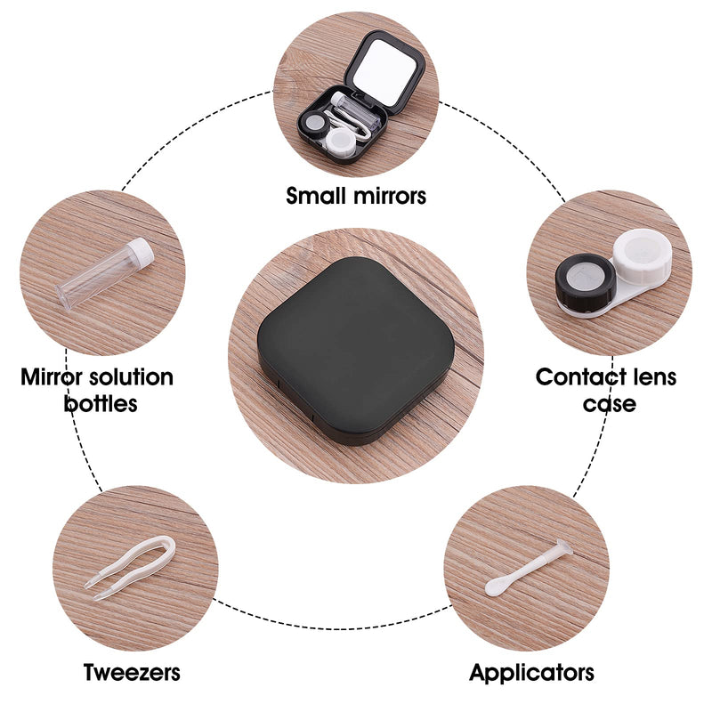 Sibba Contact Lens Cases with Mirror, Contact Lens Holder Mini Box Container, Portable Contact Lens Soaking Case with L and R Caps for Travel Black - BeesActive Australia
