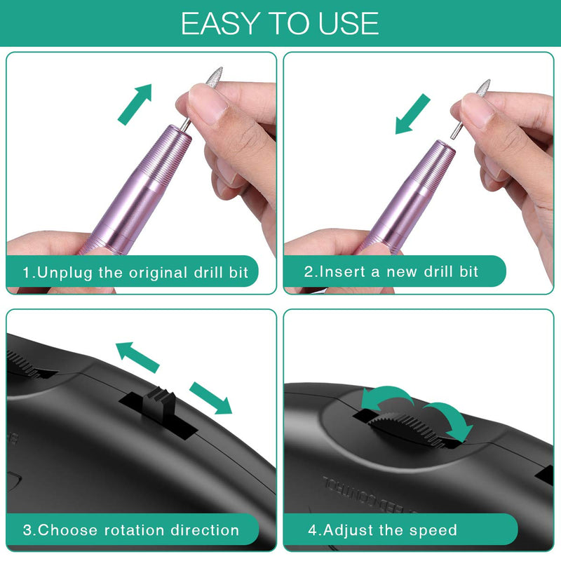 ORIA Nail Drill Set, Electrical Nail File Kit for Acrylic, Gel Nails, Pedicure Polishing Shape Tools for Acrylics Gel Nails - BeesActive Australia