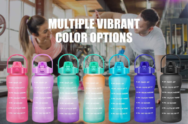 64 OZ/Half Gallon Motivational Water Bottle with Time Marker & Straw - BPA Free Leakproof Tritan Frosted Plastic Big 2L Water Bottle Women Men Large Water Jug for Office Sport A1.Ombre: Mermaid - BeesActive Australia