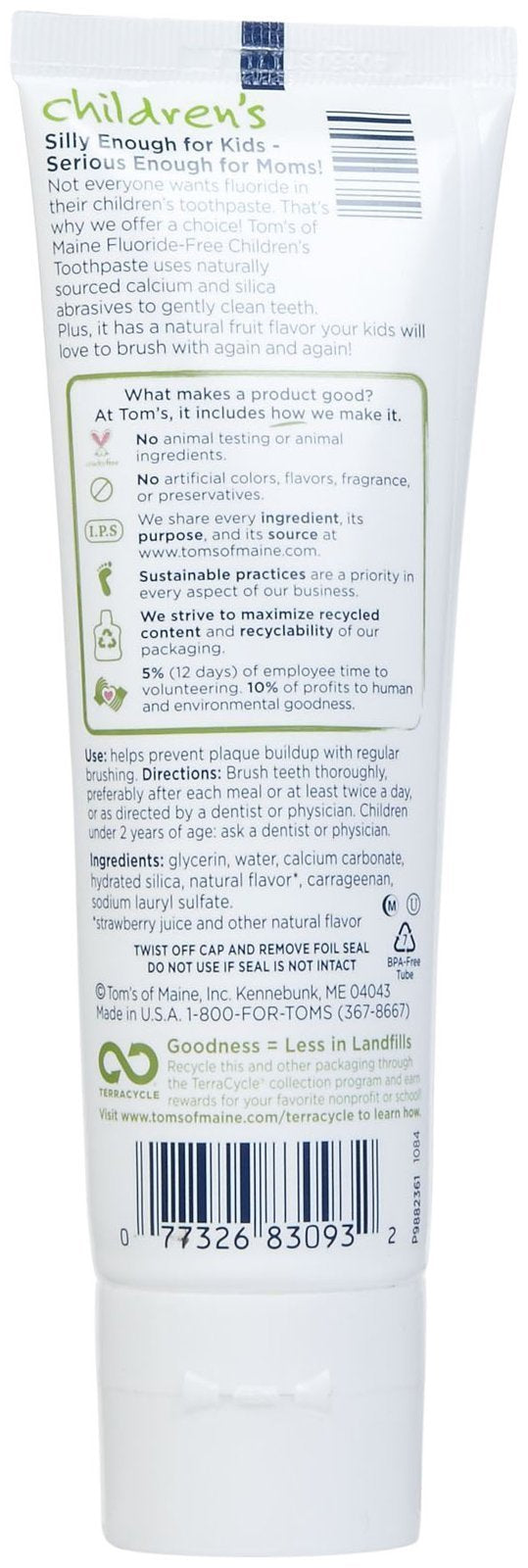 Tom's of Maine Fluoride Free Children's Toothpaste, Silly Strawberry, 4.20 oz - BeesActive Australia