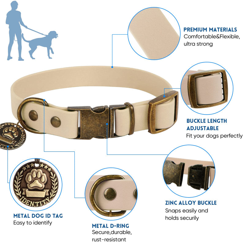 Wisedog Dog Collar and Leash Set Combo: Adjustable Pet Collars with Dog Leashes for Small Medium Large Dogs,Includes 1 Bonus of Poop Bag Holder M(Collar:12"-18";Leash:5 ft) Sand Color - BeesActive Australia