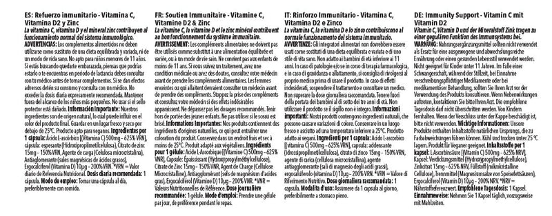 Vitamin C, D and Zinc Capsules for Immunity Support | One-a-Day Caps | Vegan Friendly & Gluten Free | UK Manufactured (60) 60 - BeesActive Australia