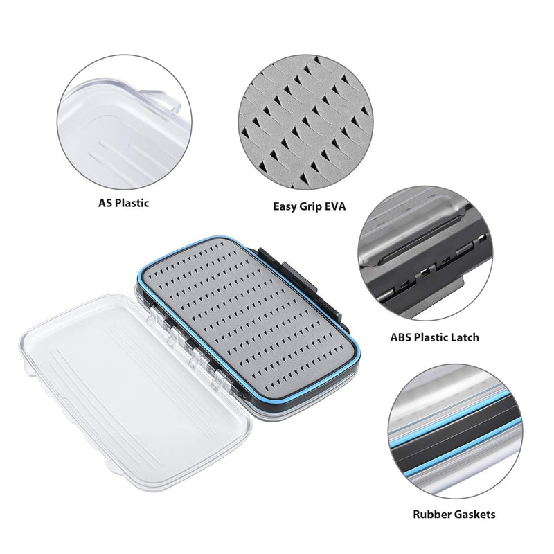 Fly Fishing Box Two-Sided Waterproof Lightweight Fly Box Easy Grip Transparent Lid Fly Fishing Lures Box Multiple Sizes Size C :7.3''x 4.6''x 1.5'' - BeesActive Australia