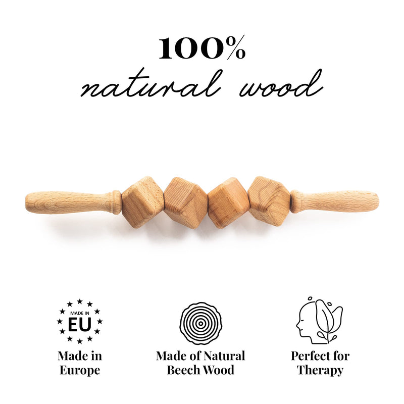 Tuuli Accessories Anti Cellulite Massage Roller Dice Roller Tool Massager Maderotherapy Wooden 40 cm - BeesActive Australia