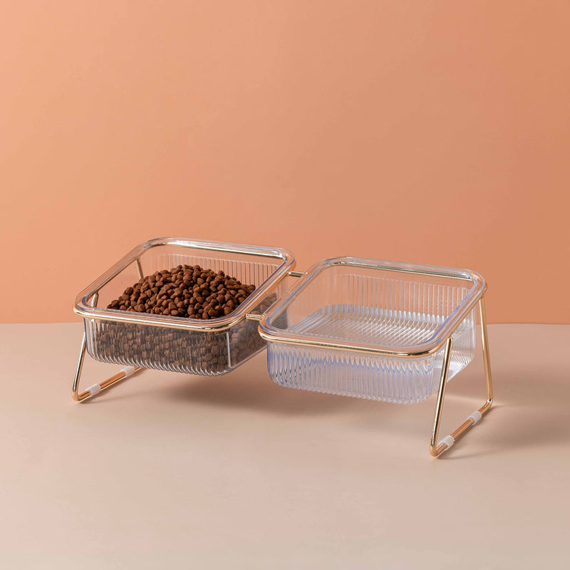 Elevated Cat Bowls, 5.5 inches Food & Water Bowls 15° Tilted Raised Food Feeding Dishes with Iron Stand for Cats and Puppy , with 2 Large Bowl and 4 Anti Slip Feet, Dishwasher Safe - BeesActive Australia