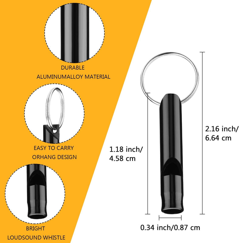 Weewooday 12 Pieces Emergency Whistle with Keychain Aluminum Whistle Hiking Camping Survival Aluminum Whistle Loud Sound Emergency Whistles for Camping Hiking Hunting Outdoors Sports Black - BeesActive Australia