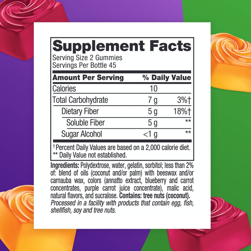 Vitafusion Fiber Well Sugar Free Fiber Supplement, Peach, Strawberry And Blackberry Flavored Supplements, 90 Count Peach,Strawberry 90 Count (Pack of 1) - BeesActive Australia