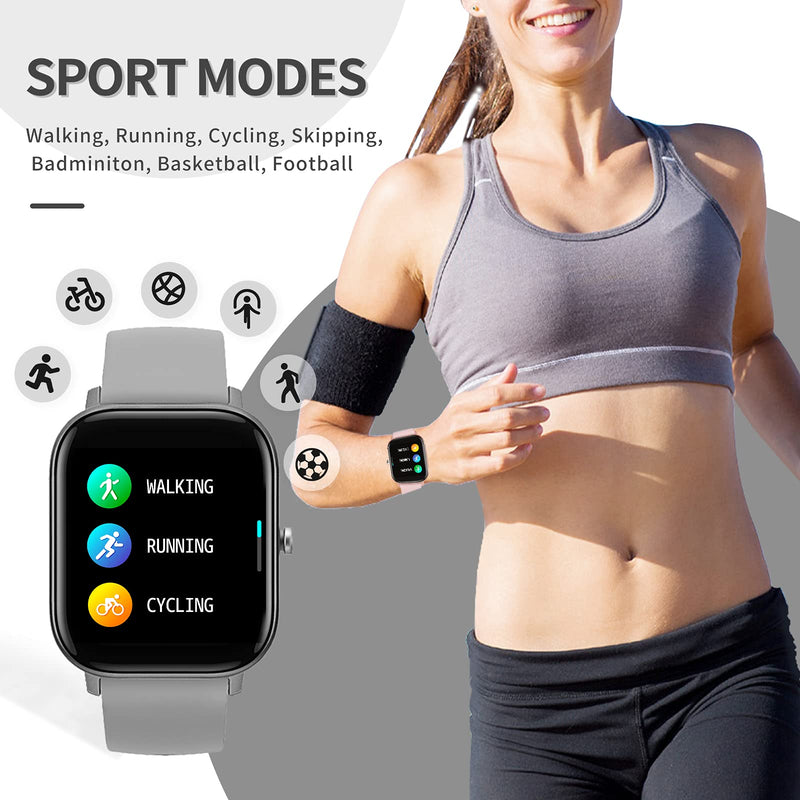 Fitness Tracker Blood Pressure Heart Rate Monitor Blood Oxygen Activity Pedometer Big Fitness Tracker Sleep Monitor for Women Men P8 gray - BeesActive Australia