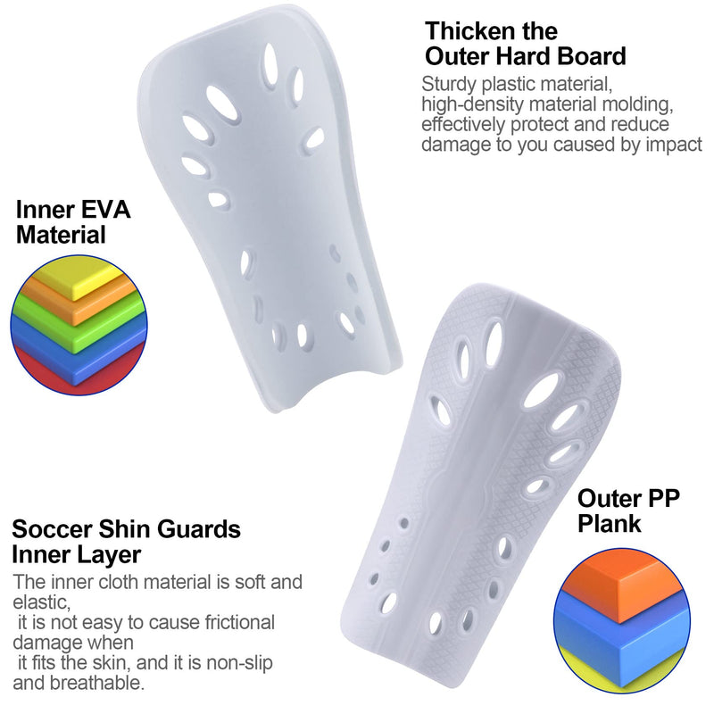 ANCIRS 2 Pairs Soccer Shin Guards for Young Kids Adults, Breathable Shin Guard Sleeves for Boy & Girl Football Games, Protective EVA Cushion for Youth Men & Women White & Red - BeesActive Australia