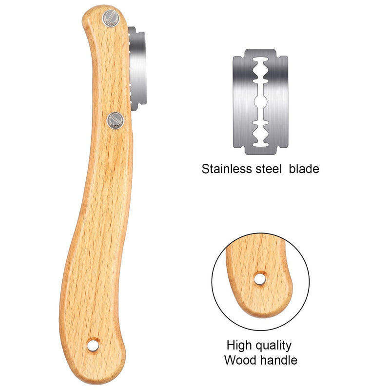 Bread Lame Knife with 10 Pieces Replaceable Blades Wooden Handle Lame Slashing Tool and 2 Pieces Dough Scoring Knife with Protective Cover for Making Bread Tool (Classic Style) Classic Style - BeesActive Australia