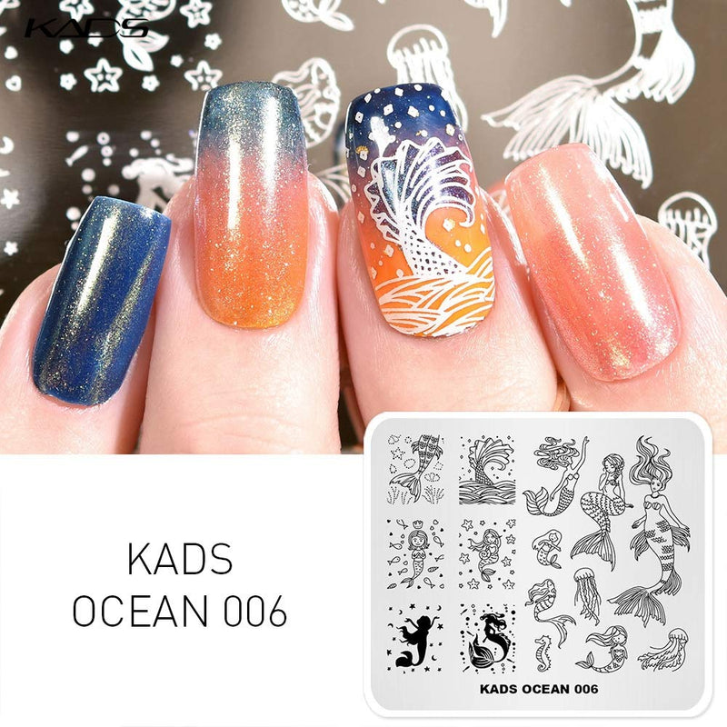 KADS 5Pcs Nail Stamp Plates set Nails Art Stamping Plate Set Nail plate Template Image Plate Ocean Series - BeesActive Australia