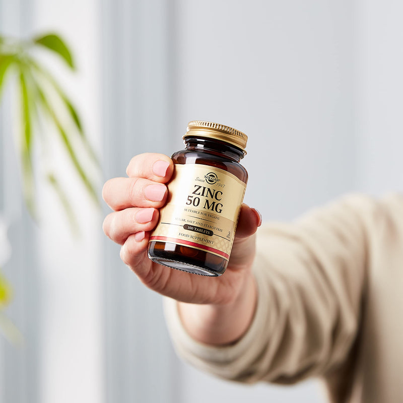 Solgar Zinc 50 mg Tablets - Pack of 100 - Supports a Healthy Immune System - Potent Antioxidant - Free from Sugar, Salt and Starch - Vegan - BeesActive Australia
