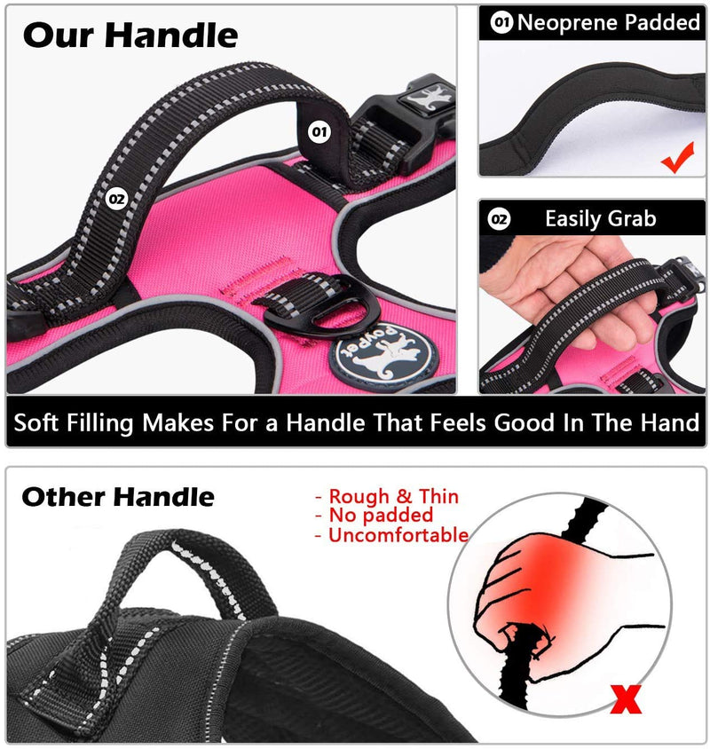 PoyPet Dog Harness and Leash Combo, Escape Proof No Pull Vest Harness, Reflective Adjustable Soft Padded Pet Harness with Handle for Small to Large Dogs Medium Pink - BeesActive Australia
