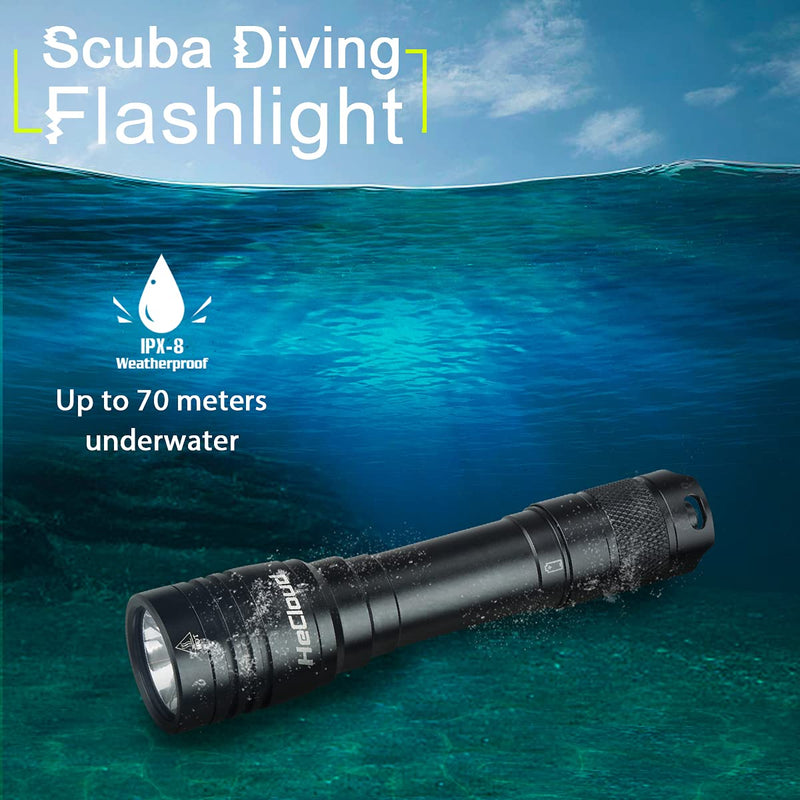 HECLOUD Scuba Diving Flashlight Dive Torch 1200 Lumens IPX8 Waterproof Underwater Safety Light with USB Charger 4 Modes for Submarine Deep Sea Cave at Night Daily Use - BeesActive Australia