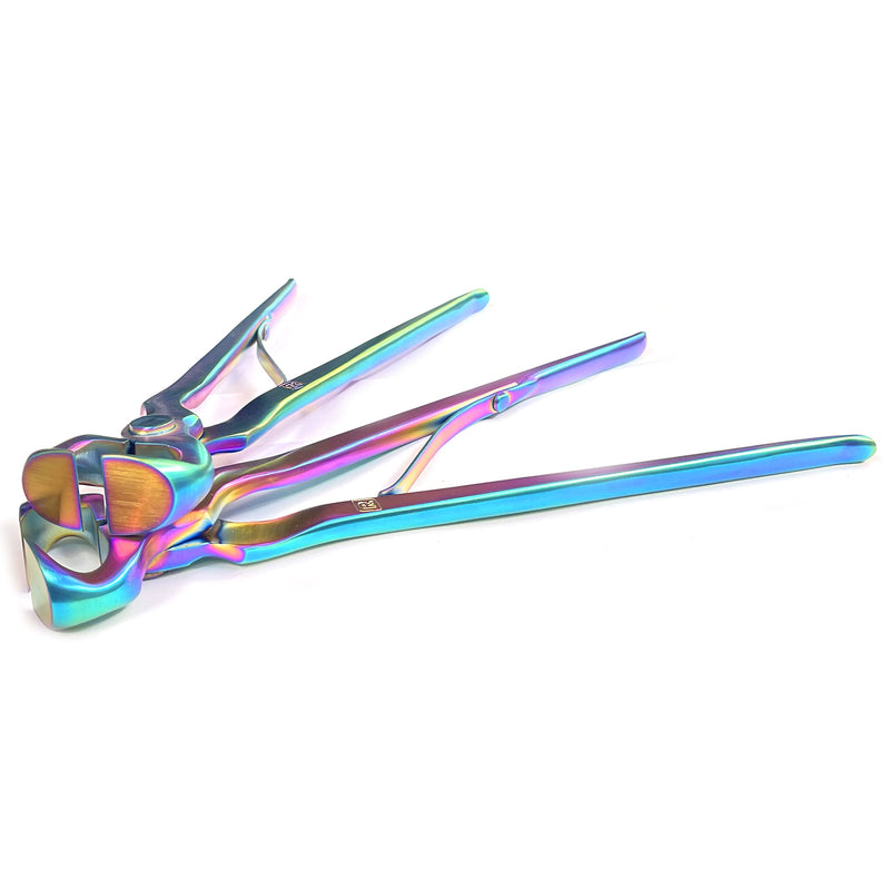Rekhi 12” Farrier Hoof Nippers Rainbow Plasma Coated Pre-Loaded Spring Horseshoeing Trimmer Farrier Trimmers Tools Dropped Forged Chrome Vanadium Steel - BeesActive Australia