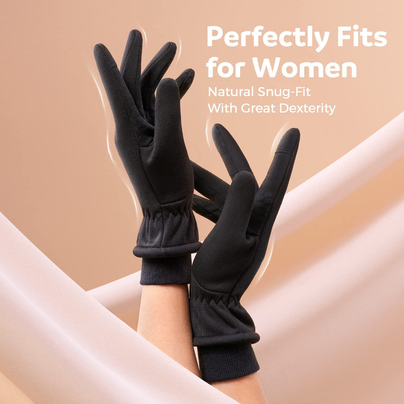 FREETOO Winter Gloves Women Windproof with Thermal Fleece Lining, [Anti-Slip] Touchscreen Running Gloves for Cold Weather Black Small - BeesActive Australia