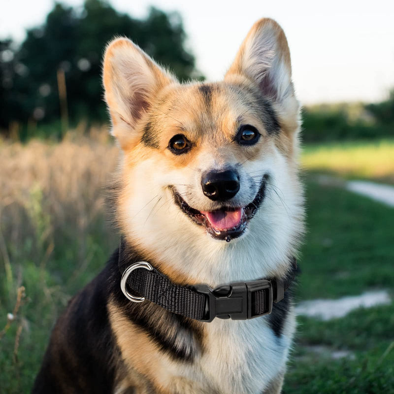PuppyDoggy Adjustable Dog Collar Black Nylon Dog Collar Martingale Collar for Dogs with Quick Release Buckle Classic Pet Collar for Small Medium Large Dogs Large 1 Pack - BeesActive Australia