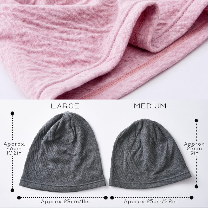 CHARM Womens Organic Cotton Beanie Hat - Mens Slouchy Beanie Made in Japan Chemo Hat Large Mix White - BeesActive Australia