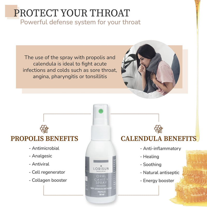 LORISUN | Propolis with Calendula Throat Spray | Propolis Spray | for Sore Throat and Oral Inflammation | Antibacterial | Natural Anti-Inflammatory | Protects and Strengthens | Easy to Use | 50ml - BeesActive Australia