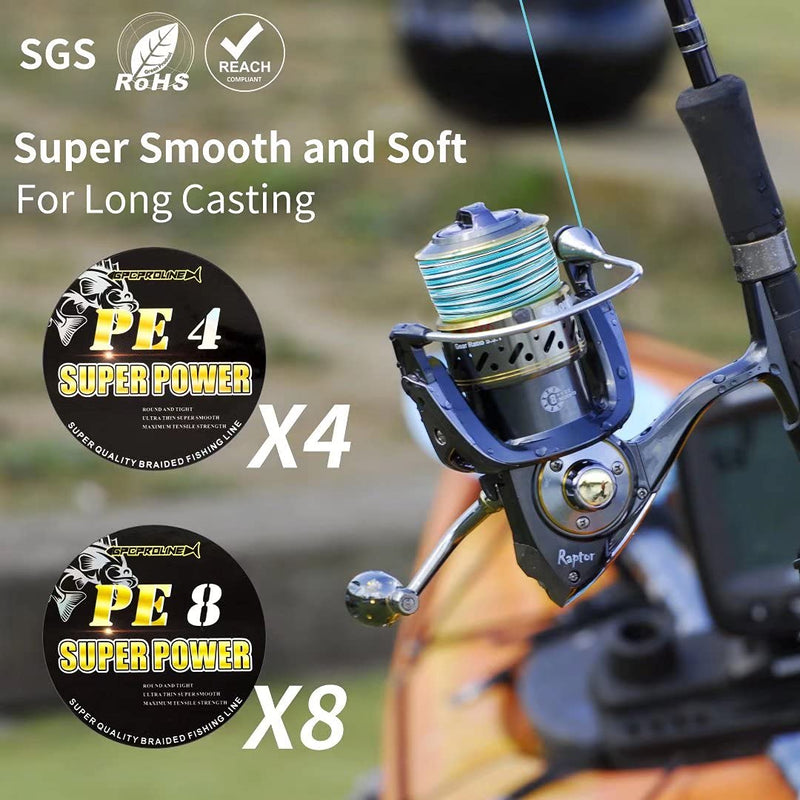 GPCPROLINE Braided Fishing Line PE 4 8 - Abrasion Resistant - Fade Resistant - Cast Longer - Thinner & Smooth - Camo Blue, Camo Green, Green - 10LB/15LB/20LB/30LB/50LB/80LB/100LB for Saltwater Fishing 50LB/1097 Yds(1000M)/8 Strands - BeesActive Australia