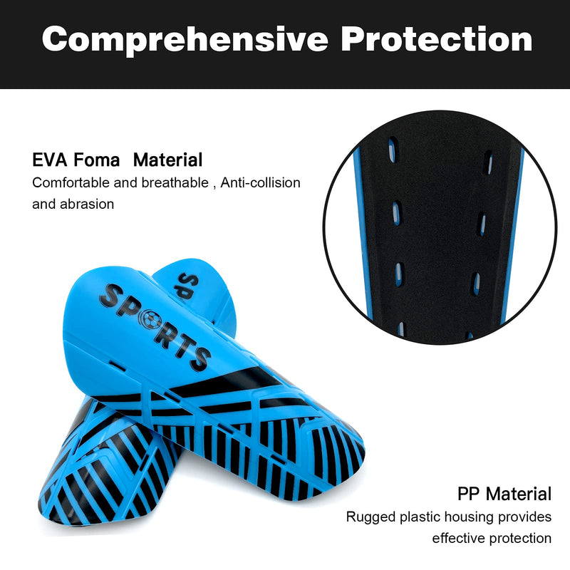 Soccer Shin Guards for Kids Youth, Shin Guard and Shin Guard Sleeves for Boys and Girls for Football Games EVA Cushion Protection Reduce Shocks and Injuries G-Blue03+Black03 Large - BeesActive Australia