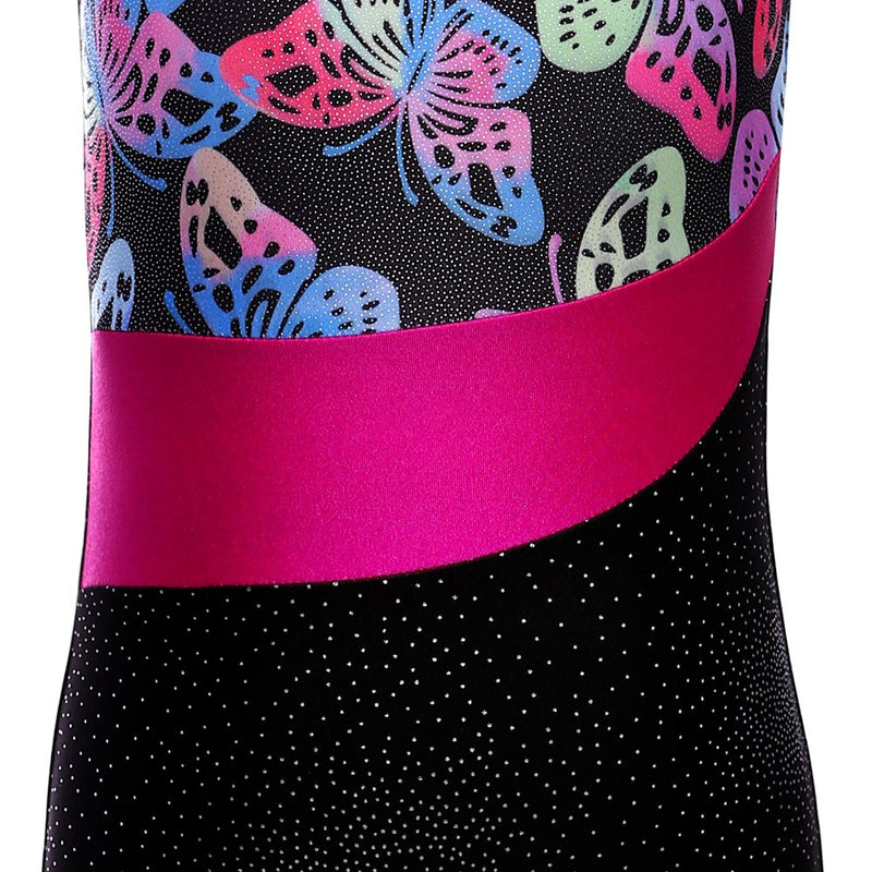 [AUSTRALIA] - Leotards for Girls Gymnastics Kids Children Biketard Sparkles Ribbon Stripe Hot Pink 4-5T B Butterfly 