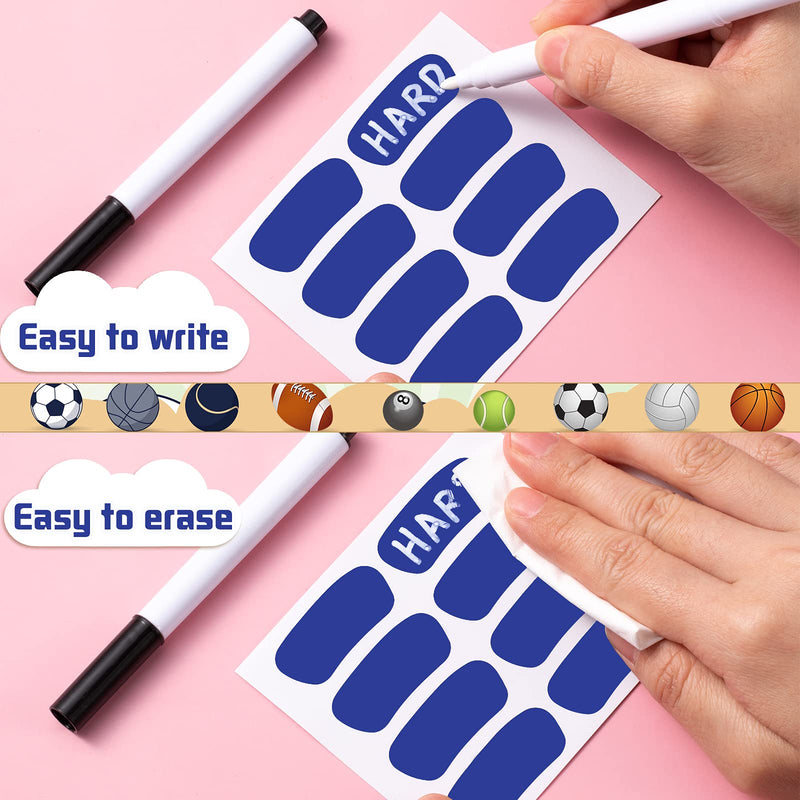 160 Pieces Sports Eye Black Stickers for Kids Football Eye Black Lettering Softball Baseball Face Stickers Lacrosse Fans Eye Strips with 2 Pencils for Party Game Sport Supplies (Blue) Blue - BeesActive Australia