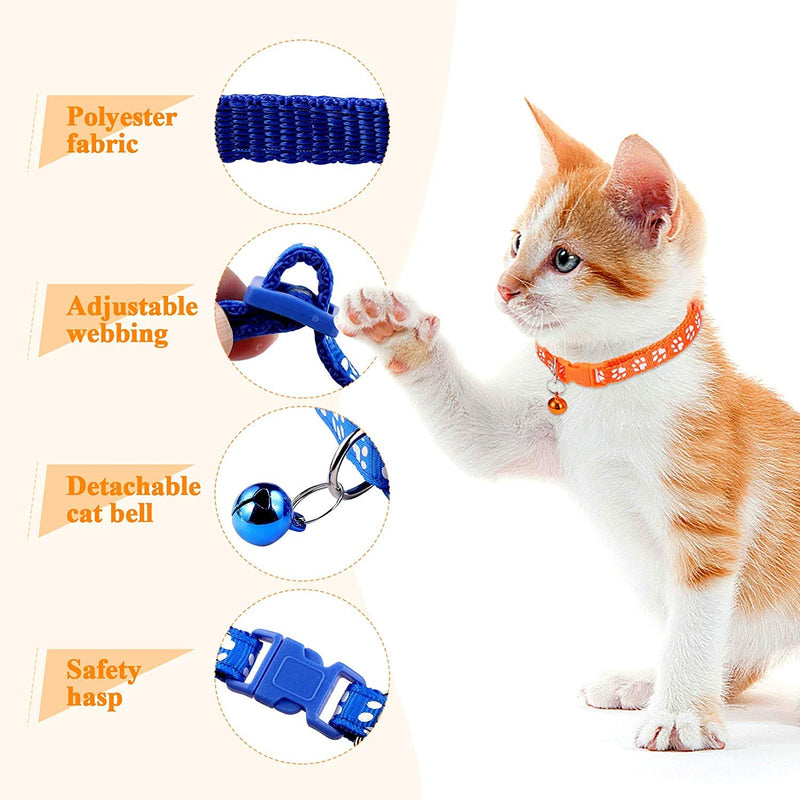 Flymind Puppy Collars, 19Pcs Whelping Puppy ID Collars with Bell Adjustable 19-32cm, Soft Nylon Litter Identification Dog Collars for Newborn Pets footprint Non breakaway - BeesActive Australia