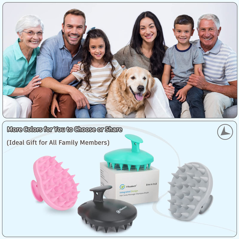 FREATECH 100% Silicone Hair Scalp Massager Shampoo Brush for Scalp Care and Hair Growth, Waterproof Shower Hair Scrubber Scalp Exfoliator for Dandruff and Buildup, Sturdy and Hygienic, Black - BeesActive Australia