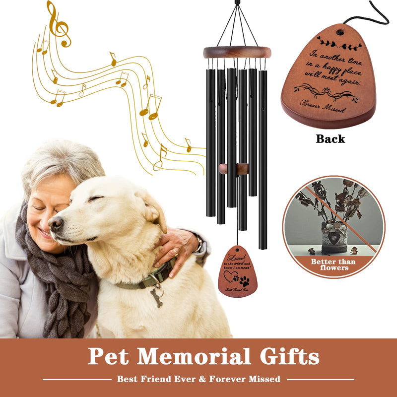 VENBEEL Pet Memorial Gifts, 28" Pet Memorial Wind Chimes, Dog Memorial Gifts, Pet Loss Gifts, Loss of Pet Sympathy Gift, Pet Remembrance Gift in Memory of Dog Cat Black - BeesActive Australia